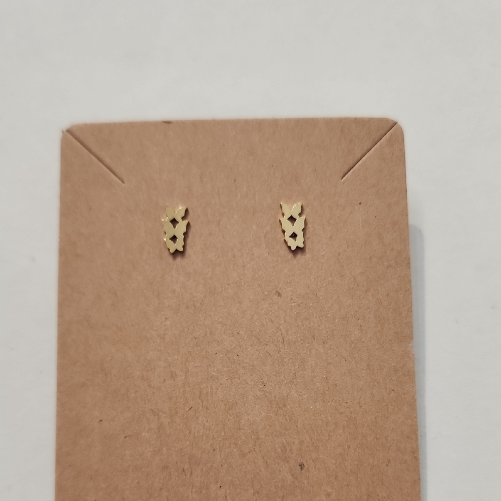 Gold NWOT Geometric Stainless Steel Stud Butterfly6 Earrings